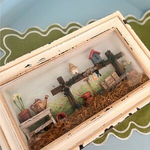 Vintage art Country farmhouse Garden shadow box 14 1/2W X 9H X 2 1/2D